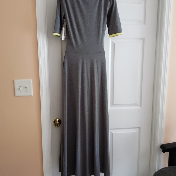 LulaRoe Ana Long Grey with Yellow Trim Medium - Picture 2 of 3